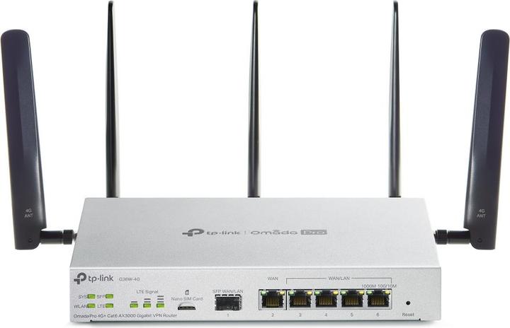Produktbild TP-Link Omada Pro G36W-4G, Wi-Fi 6 (802.11ax), Dual-Band (2,4 GHz/5 GHz), Ethernet/LAN, 4G, Weiss, Ta