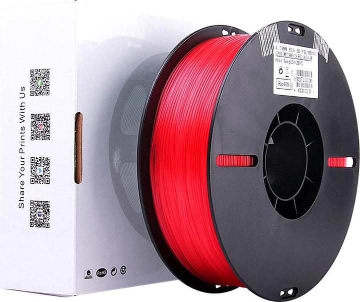 Actual product image eSUN PLA Red Transparent Filament 1.75mm 1Kg (PLA, 1.75 mm, 1000 g, Red)