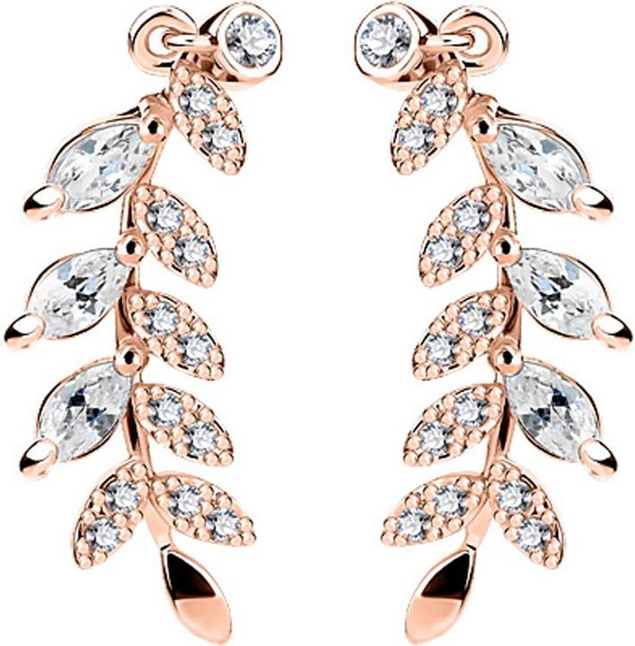Star Piercing Ohrring Ear Climber rosegold mit Kristallblatt