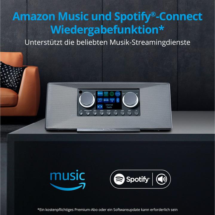 Produktbild Medion MD 89289 Stereo Internetradio grau (Internetradio, DAB+, FM, Bluetooth, WLAN)