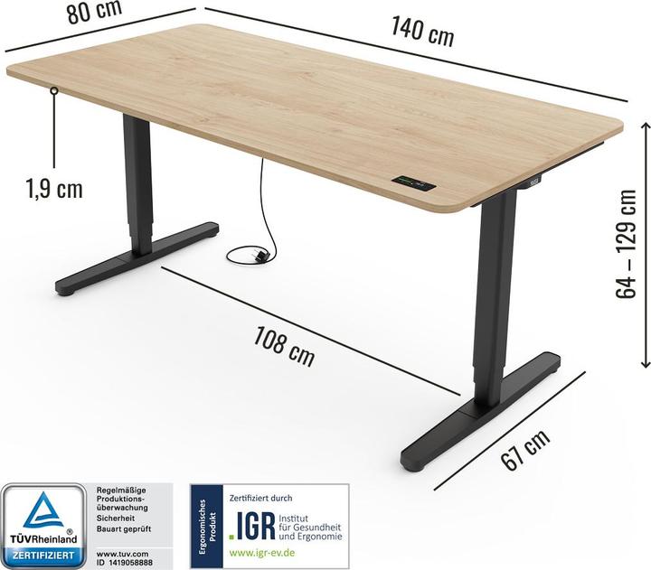 Image du produit Yaasa Desk Pro (140 x 80 cm)