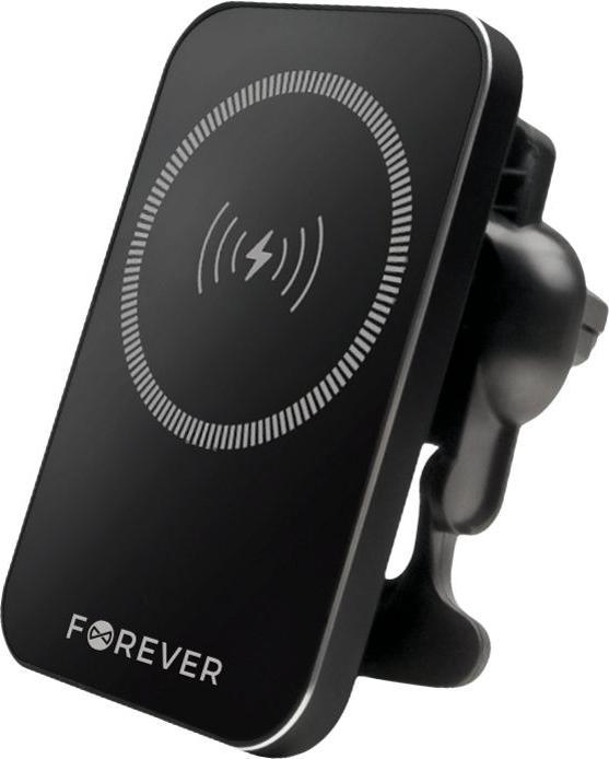 Image du produit Forever Support de voiture pour bouches d'aération MACH-100 magnétique avec recharge sans fil noir 15W