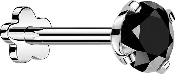 Immagine prodotto Star Piercing Labret Micro Threadless Flower in argento con cristalli neri (Titanio G23, senza ottone)