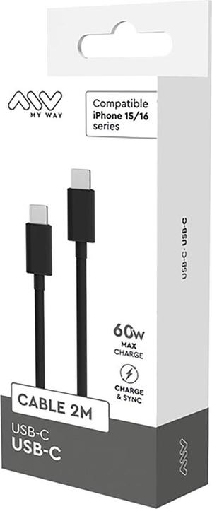 Immagine prodotto My Way CAVO USB-C USB-C 2M NOIR APPLE IPHONE 15 (2 m, USB 3.2 Gen 1)