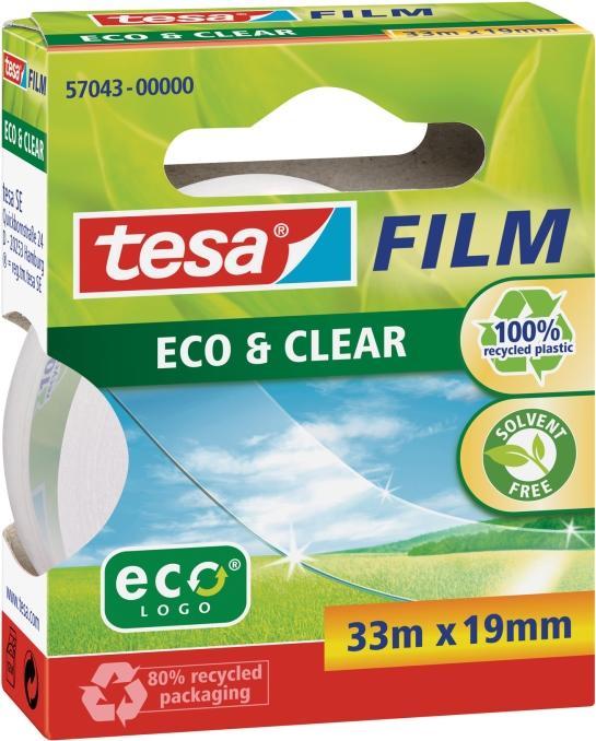 tesa tesafilm ECO & CLEAR, lösungsmittelfrei und alterungsbeständig (19 mm)