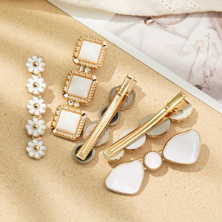 Actual product image Activity Board 5pcs Elegante Haar Seite Clips Faux Perle Dekorative Haar Pony Clips Strass Pony Clips Trendy (5 pcs.)