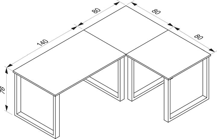 Image du produit VCM Mobilier de bureau Bureau d'angle Lona 80 U Alu Blanc (220 x 160 x 80 cm)