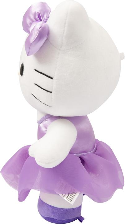 Immagine prodotto Giochi Preziosi Hello Kitty Giocattolo di peluche morbido alto 30 cm con vestito alla moda, vestito di raso viola e (30 cm)