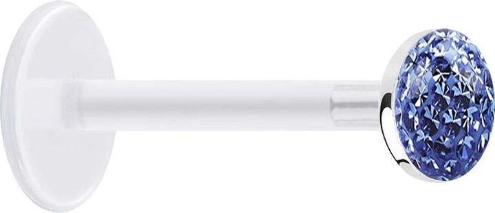 Immagine prodotto Star Piercing Micro Labret trasparente con disco di cristallo strato protettivo epossidico azzurro (senza ottone, Bioflex, Argento 925)