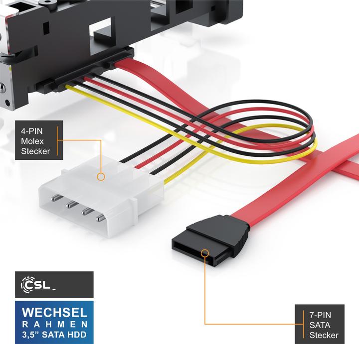 Produktbild CSL Festplatten Wechselrahmen, 5,25", für 3,5" SATA HDD's, Anti-Vibrations-Kit, Abschliessbar