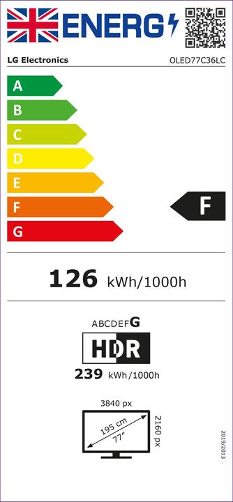 Energie-Label LG OLED EVO C3 77IN 4K SMART TV 20 (77", C3, OLED, 4K)