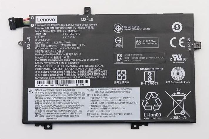 Actual product image Lenovo BATT INTERNAL 3C 45WH LI (3 Cells, 4120 mAh)