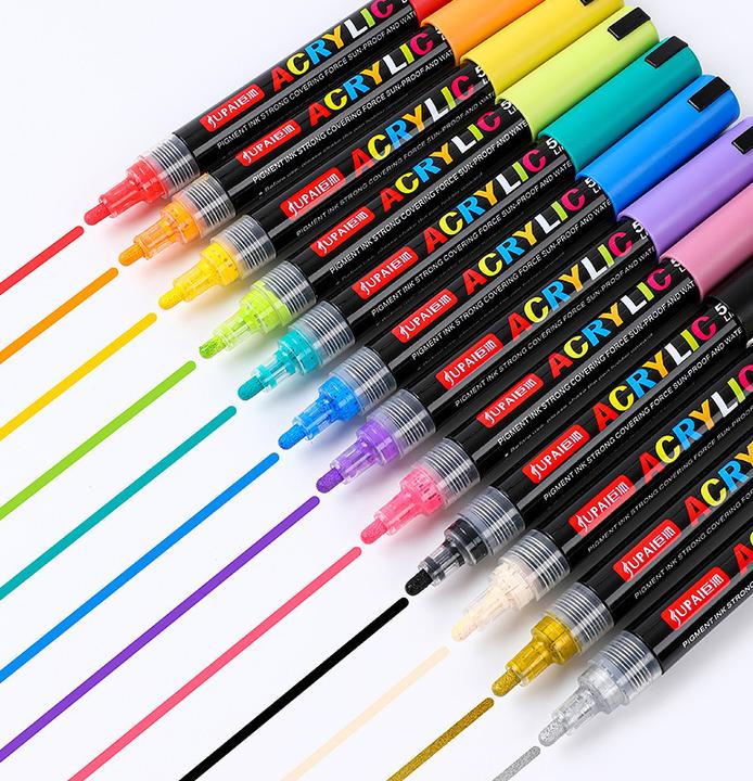 Produktbild I Am Creative Wasserfeste Acryl Permanent Marker Pigment Stifte 4mm 24er Set (Bunt, 24 x)