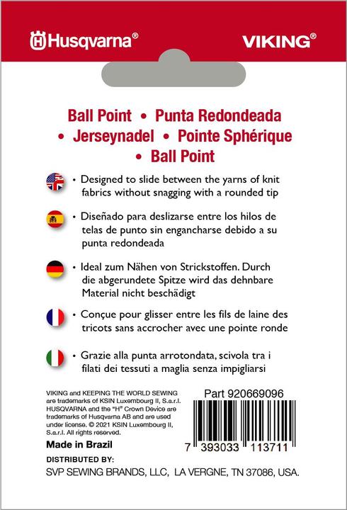 Produktbild Husqvarna Ball Point Nadel 70/10, 5 Nadeln