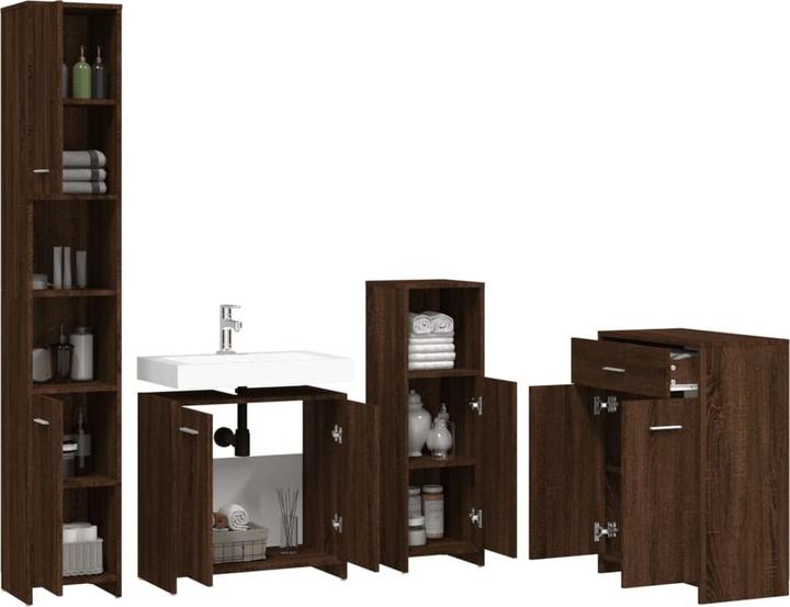 Actual product image VidaXL Badmöbel Set Badezimmermöbel Badezimmerschrank 4 tlg. Braun Eichen Optik