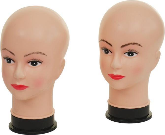 Produktbild Mendler 2x Mannequin-Kopf HWC-G81, Perückenpuppe weiblich Frau, 30cm