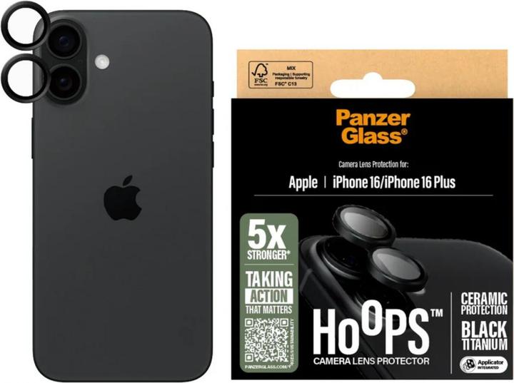 Actual product image PanzerGlass Hoops Camera Lens Protector (1 Piece, Apple iPhone 16 Plus, Apple iPhone 16)