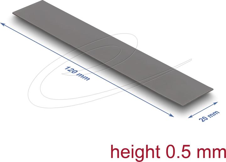 Delock Wärmeleitpad 120 x 20 x 0,5 mm für M.2 Module 3,2 W/m (0.50 mm, 3.20 W/m K)