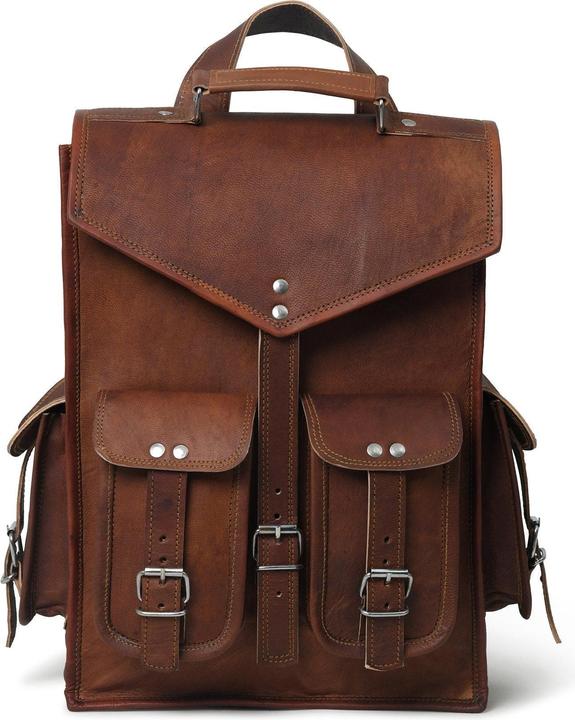 Produktbild Only-Bags.Store 2 in 1 Convertible Leder Laptop Messenger Rucksack, Vintage Brown Leder Laptop Rucksack, Leder