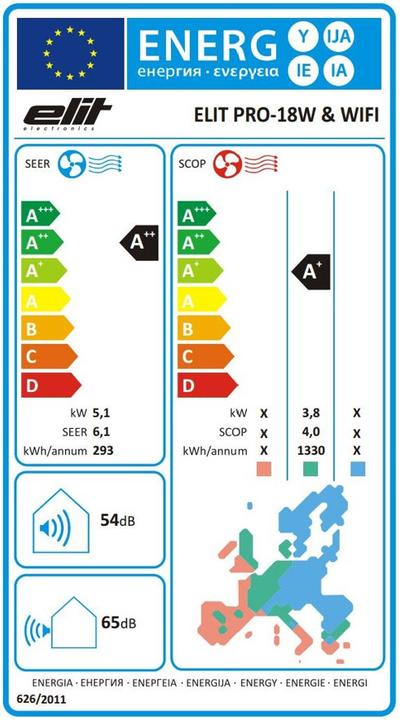 Label énergétique Elit PRO-18RW (12000 BTU/h)