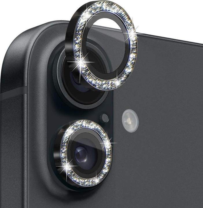 Actual product image Ueli Express Kamera Panzerglas Linsenschutz Glitzer (2 Piece, Apple iPhone 16 Plus, Apple iPhone 16)