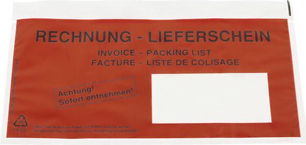Image du produit kaiserkraft Pochette porte-documents Facture - Liste de colisage, lot de 250, longueur 230 (DL)