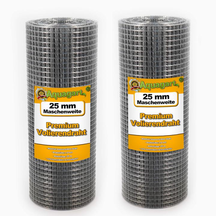 Immagine prodotto Aquagart 100m x 0,5m Volierendraht Drahtgitter Schweissgitter Drahtzaun Drahtgeflecht