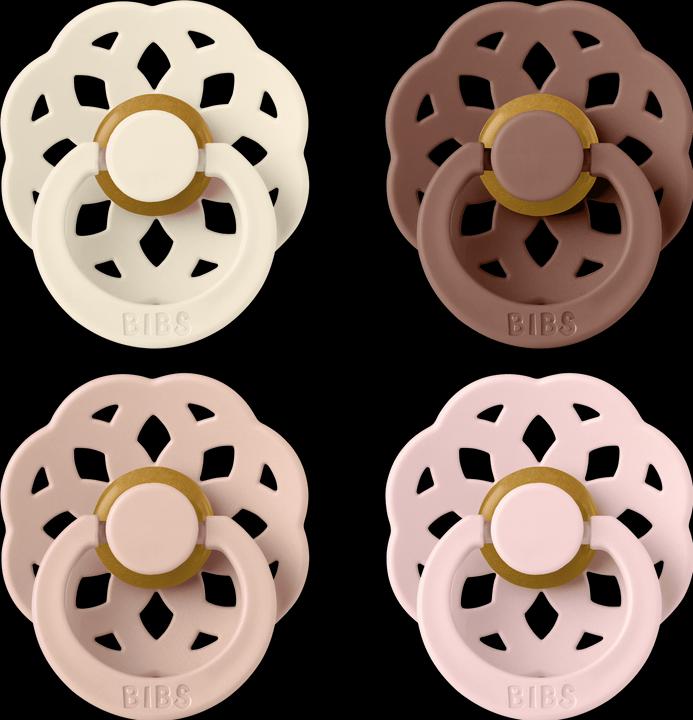 Bibs Nuggi Try-it Boheme Latex 0-6m 4 Pack Ivory Blush Woodchuck Blossom (4 x, bis 6 Monate)