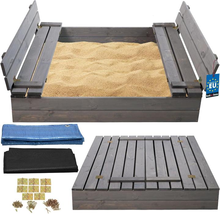 Milkii Sandkasten mit Abdeckung / Sitzbänke