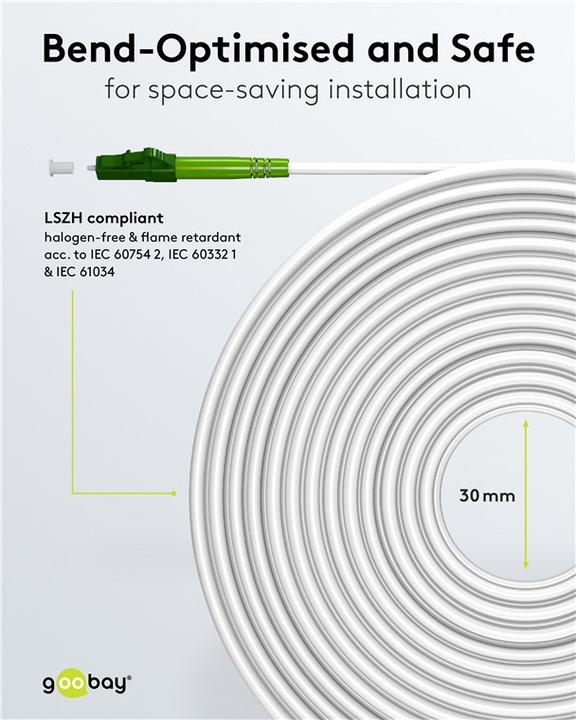 Image du produit Goobay Câble à fibre optique FTTH, monomode OS2 White, blanc simplex, 2 m (CAT7, 2 m)