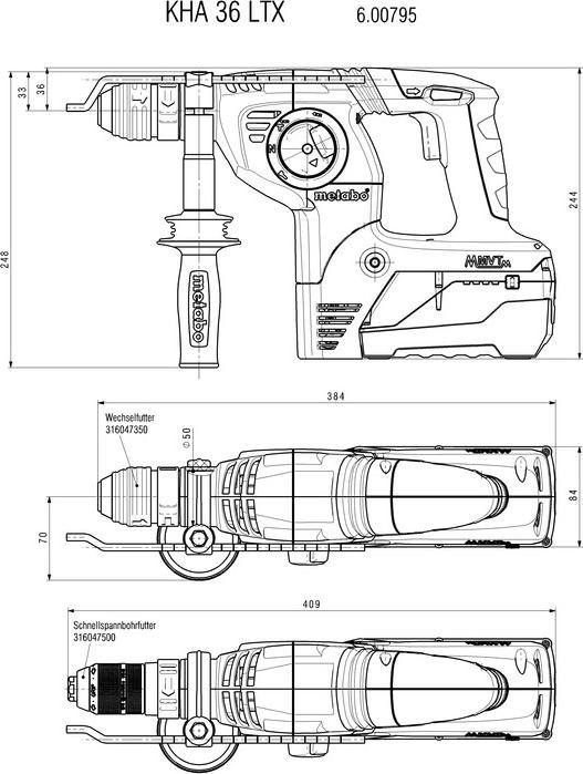Image du produit Metabo Kha 36 Ltx (Fonctionnement sur batterie)