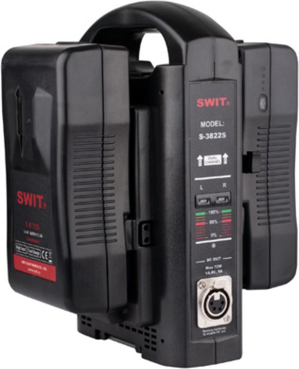 Actual product image Swit S-3822S | 2chx3A Fast Simultaneous Charger, adaptor out, V-mount (Camera battery charger)