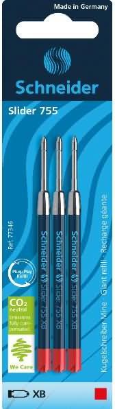 Actual product image Schneider 3 Slider 755 ballpoint refills XB red (Refill unit, Red, 700 mm)