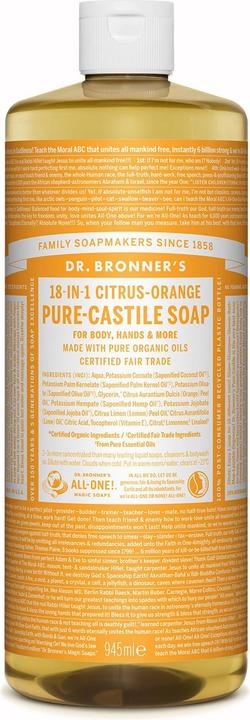 Actual product image Dr. Bronner's 18-in-1 Citrus-Orange (Liquid soap, 945 ml)
