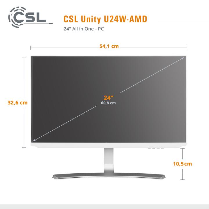Image du produit CSL All-in-One-PC Unity U24W-AMD / 5600G / 1000 Go / 16 Go / Windows 11 Pro (AMD Ryzen 5 5600G, 16 Go, 1000 Go, AMD Radeon Graphics)