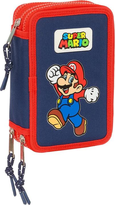 Actual product image Super Triple pencil case Mario World Navy blue 12.5 x 19.5 x 5.5 cm 36 pieces