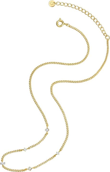 Immagine prodotto Glanzstücke München Catena da donna in argento sterling con zirconi in oro giallo da 35,0 cm + 5,0 cm di estensione - (Argento, 35 - 40 cm)