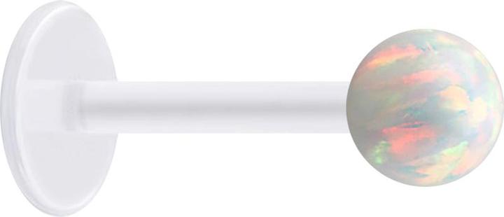 Produktbild Star Piercing Micro Labret transparent mit Kugel Opal weiss (ohne Messing, Bioflex)