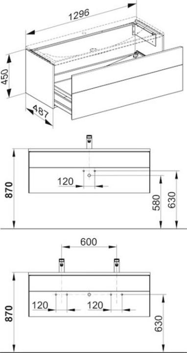 Produktbild Keuco Waschtischunterbau ROYAL REFLEX 1296x450x487mm titan (129.5 x 49 x 45 cm)