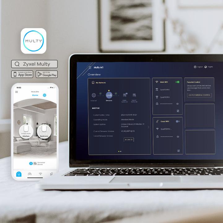 Produktbild Zyxel WL-Router Multy M1 MESH AX1800 WiFI System