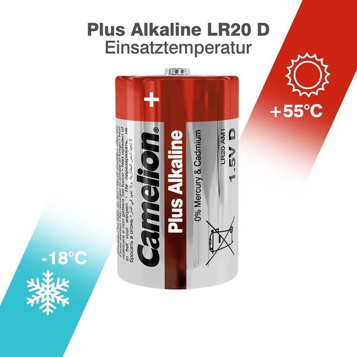 Immagine prodotto Camelion Batterie LR20 Mono D Alcaline 2 pezzi (2 pz., D, 21000 mAh)