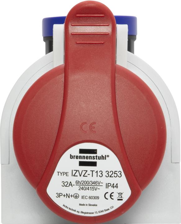 Produktbild Brennenstuhl Kombi-Wandsteckdose mit CEE 400V/32A 5-polig und T13 230V/10A 3-polig IP44