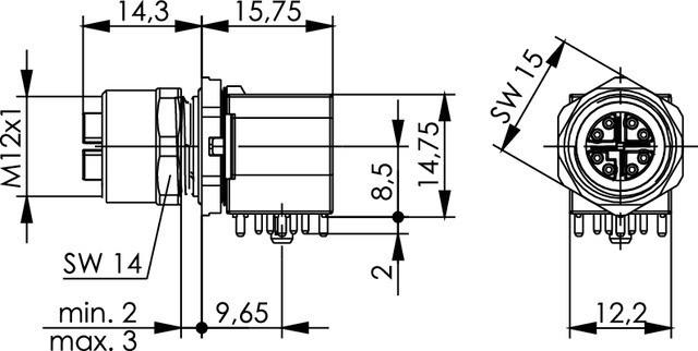 Actual product image Telegärtner STX M12x1 EBB X-cod.Cat.6A 90°BS8X090-1-4THR085BM000 J80320A0120