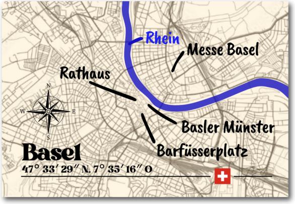 Produktbild CreaDiva Fotomagnet Basel - Karte Sehenswürdigkeiten