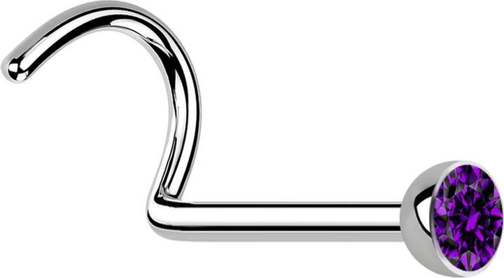 Star Piercing Nasenstecker gebogen silber mit Kristall violett (Chirurgenstahl 316L, ohne Messing)