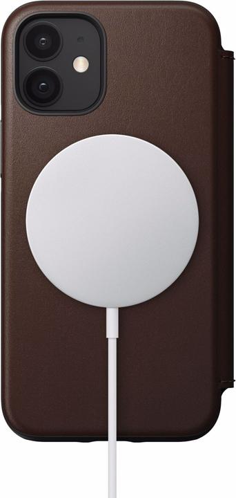 Actual product image Nomad Rugged Folio Case MagSafe Brown Leather iPhone 12 Mini (Apple iPhone 12 mini)