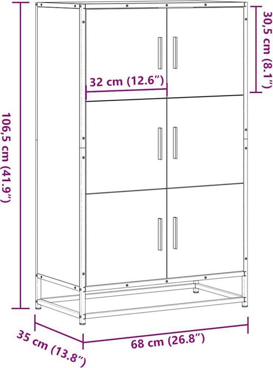 Productafbeelding VidaXL Highboard zwart 68x35x106,5 cm materiaal op houtbasis en metaal