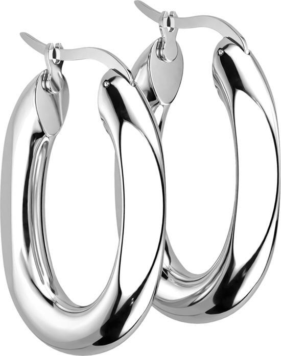 Star Piercing Ohrring silber Oval Kanten gebrochen (ohne Messing, Chirurgenstahl 316L)