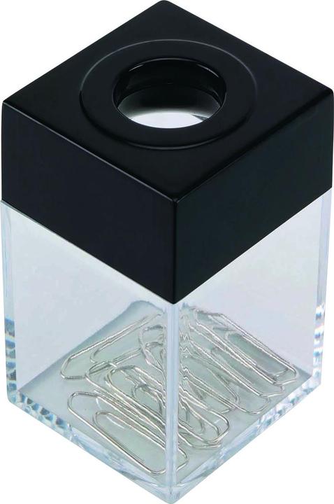 Q-Connect Magnetischer Behälter für Büroklammern, klein, transparent schwarz (10 x)