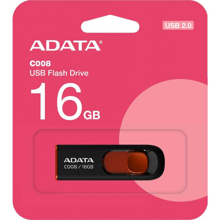 Actual product image Adata USB 2.0 Stick C008 Black/Red 16GB (16 GB, USB-A)